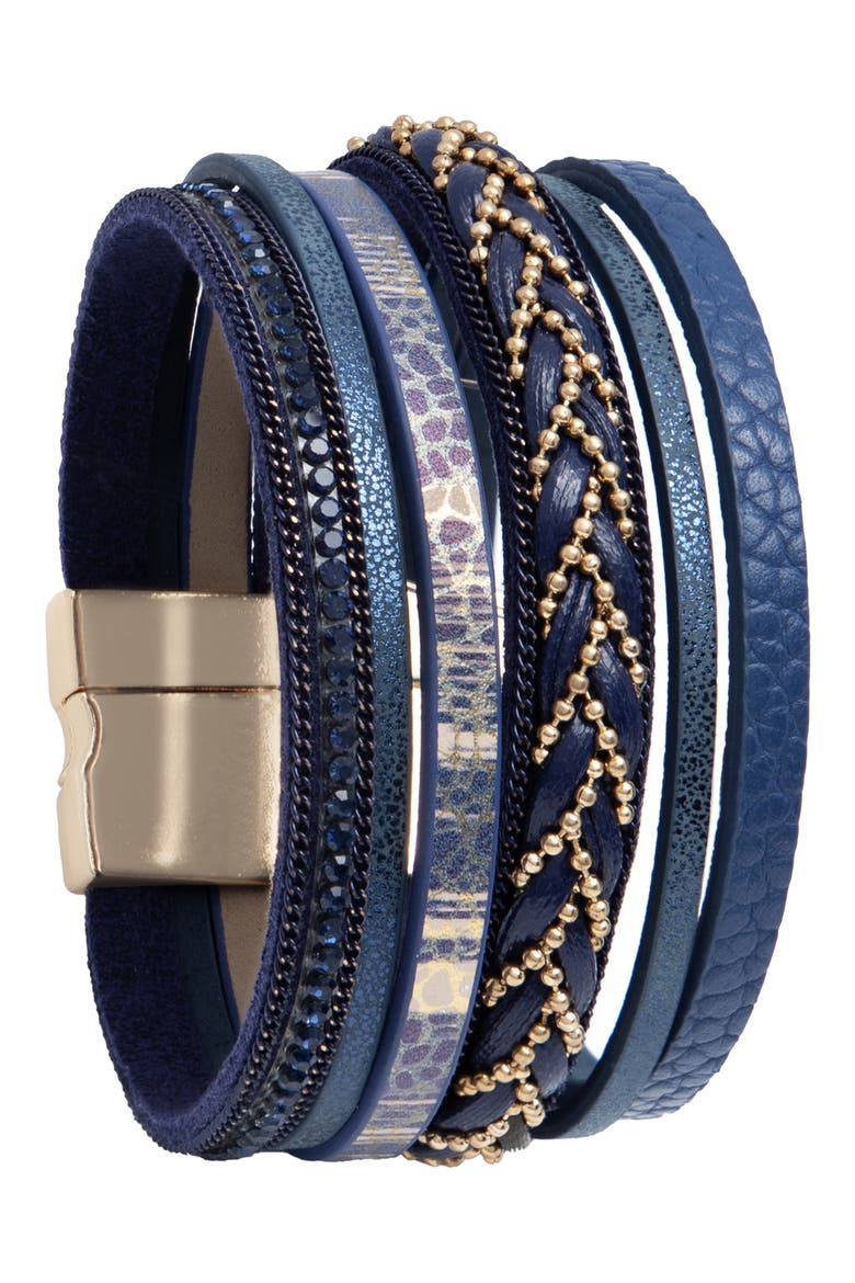 Livio Braided Bracelet, Main, color, NAVY