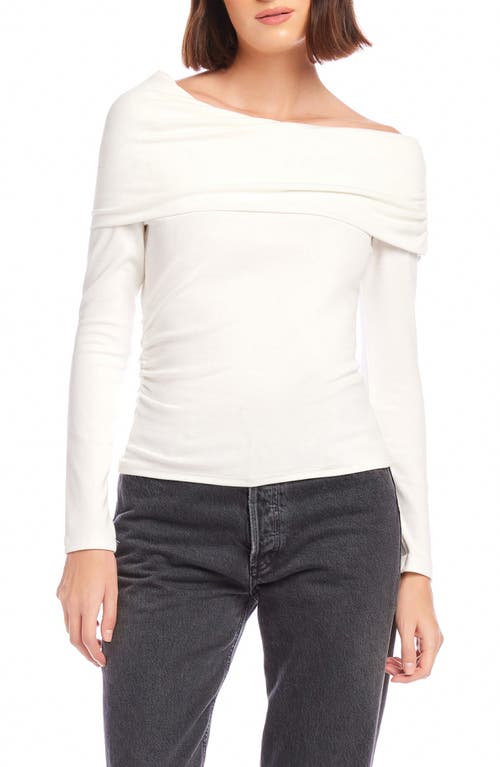 Shop Fifteen Twenty Asymmetric One-shoulder Stretch Cotton Blend Long Sleeve Top In Cream