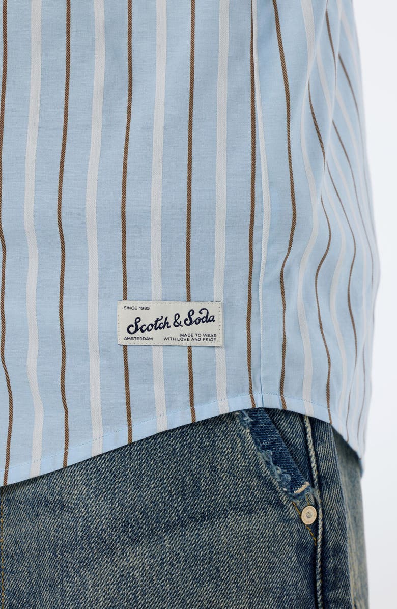 Scotch & Soda Regular Fit Stripe Cotton Dobby Button-Down Shirt, Alternate, color, Spring Blue Pinstripe