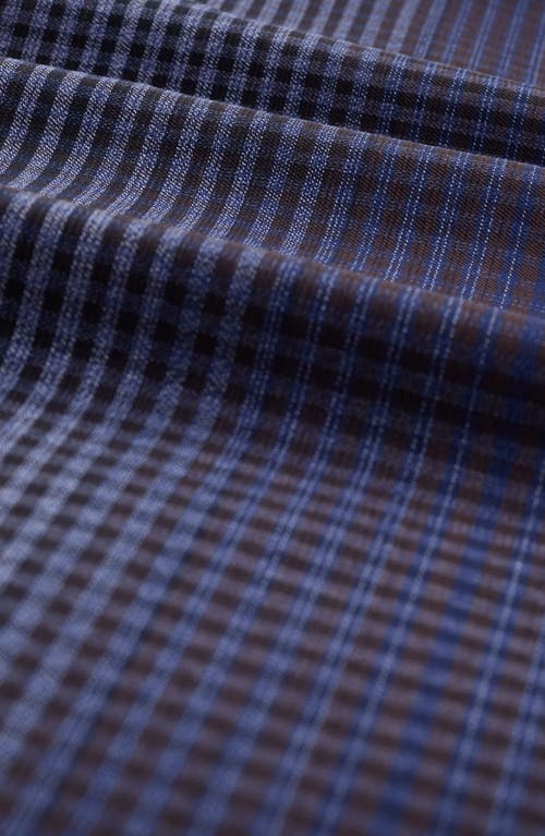 Bugatchi Julian Shaped Fit Gradient Check Cotton & Cashmere Button-up Shirt In Blue