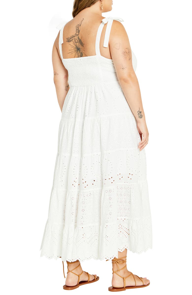City Chic Allegra Eyelet Embroidered Maxi Dress, Alternate, color, White