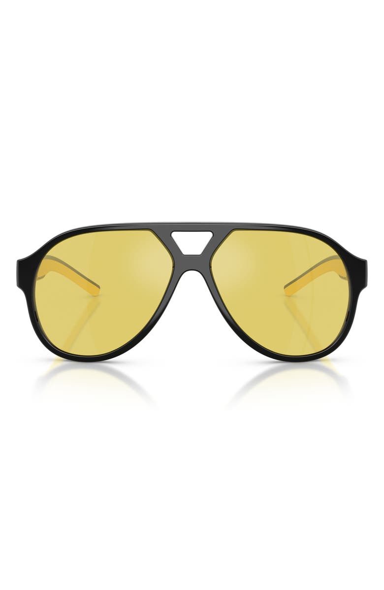 Scuderia Ferrari 58mm Pilot Sunglasses, Main, color, Black / Mirror Yellow