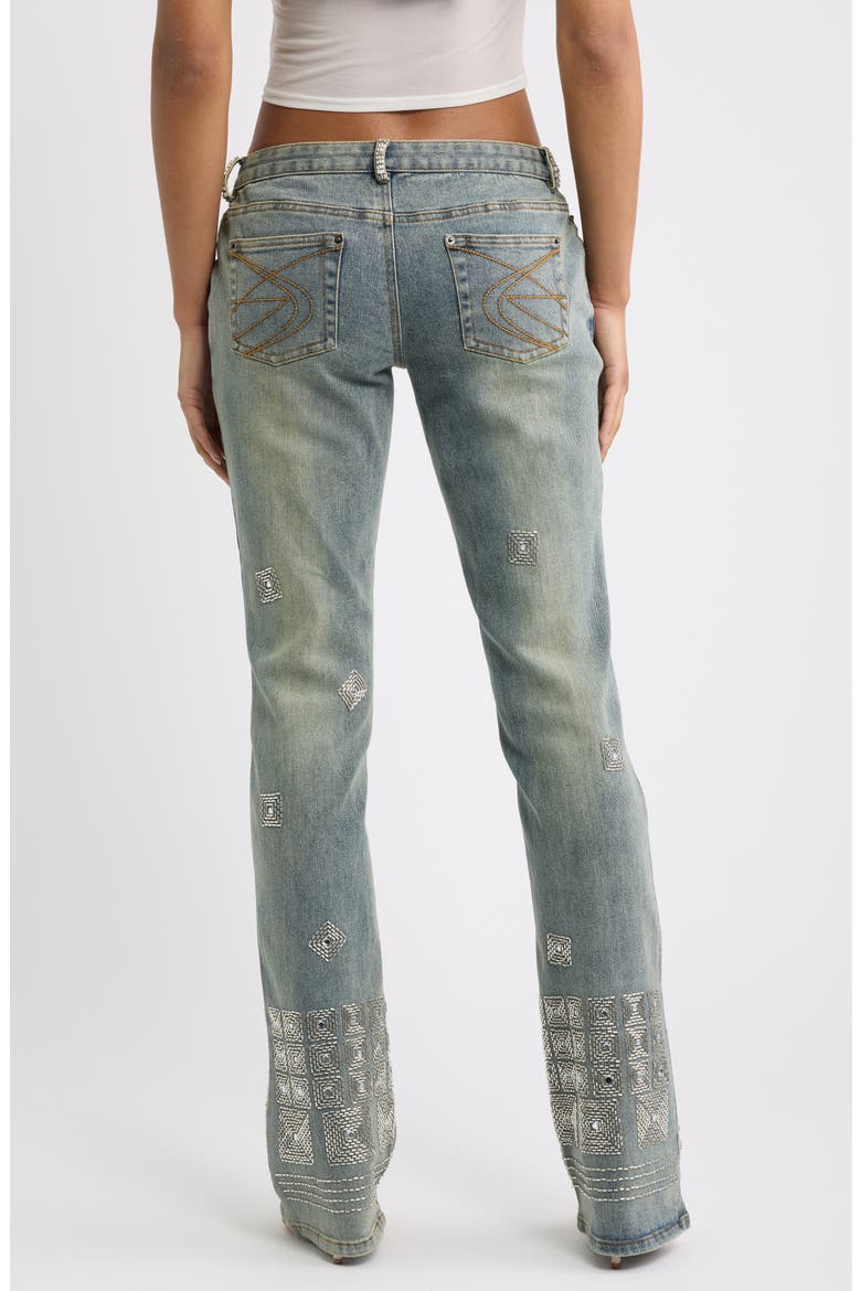 Cooper Beaded Wide Leg Jeans, Alternate, color, DENIM