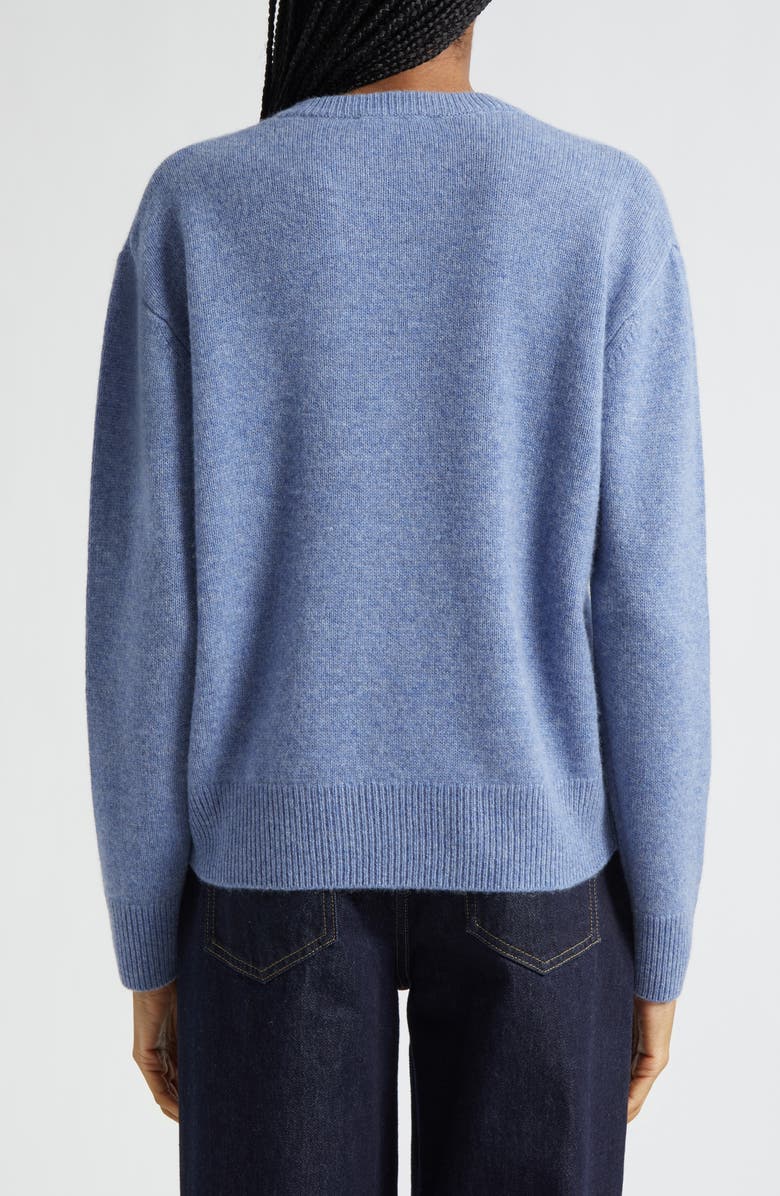 Sporty 
Rich Embroidered Logo Cashmere 
Wool V-Neck Sweater, Alternate, color, Colony Blue