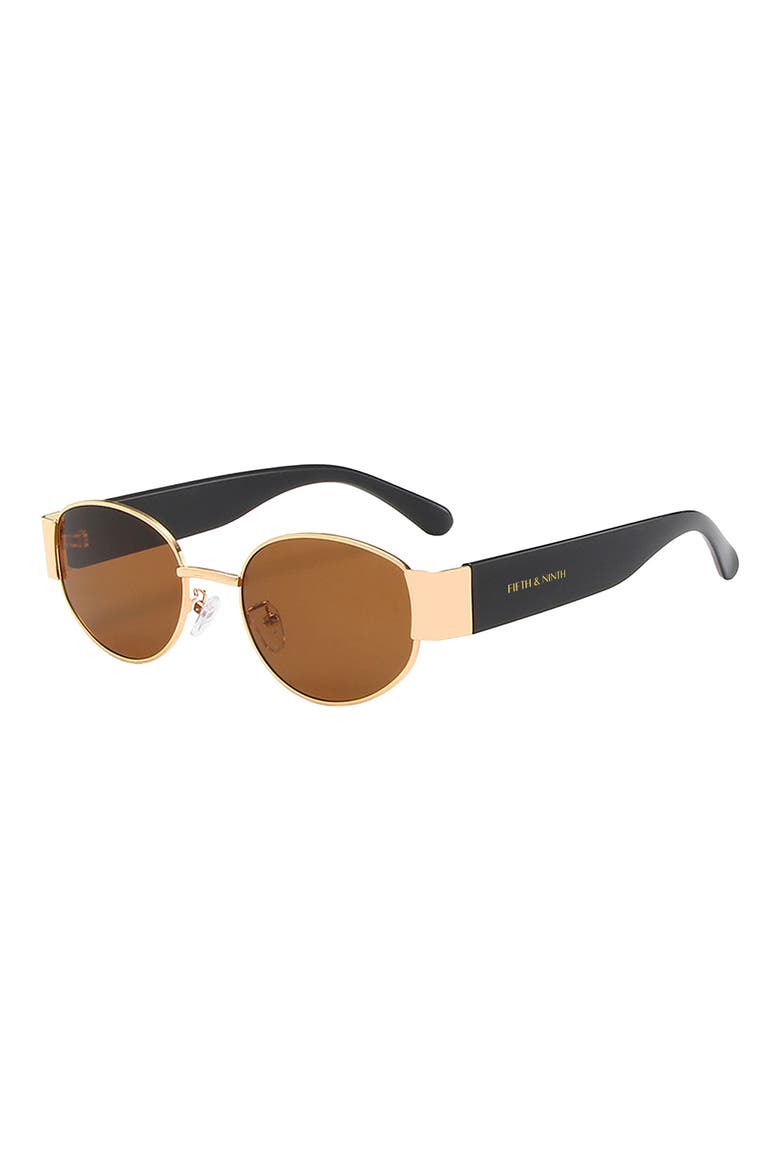 Elliot 57mm Polarized Oval Sunglasses, Alternate, color, BROWN/GOLD