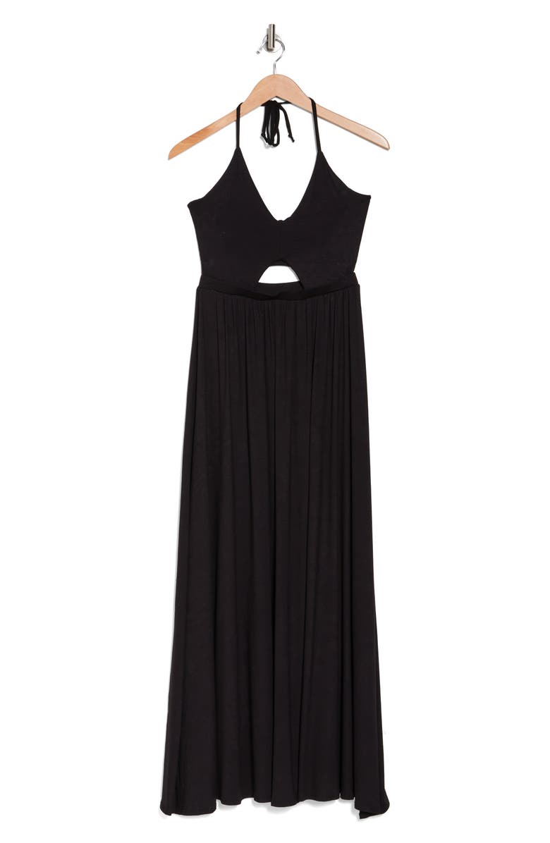 GO COUTURE Halter Neck Keyhole Maxi Dress, Alternate, color, Black