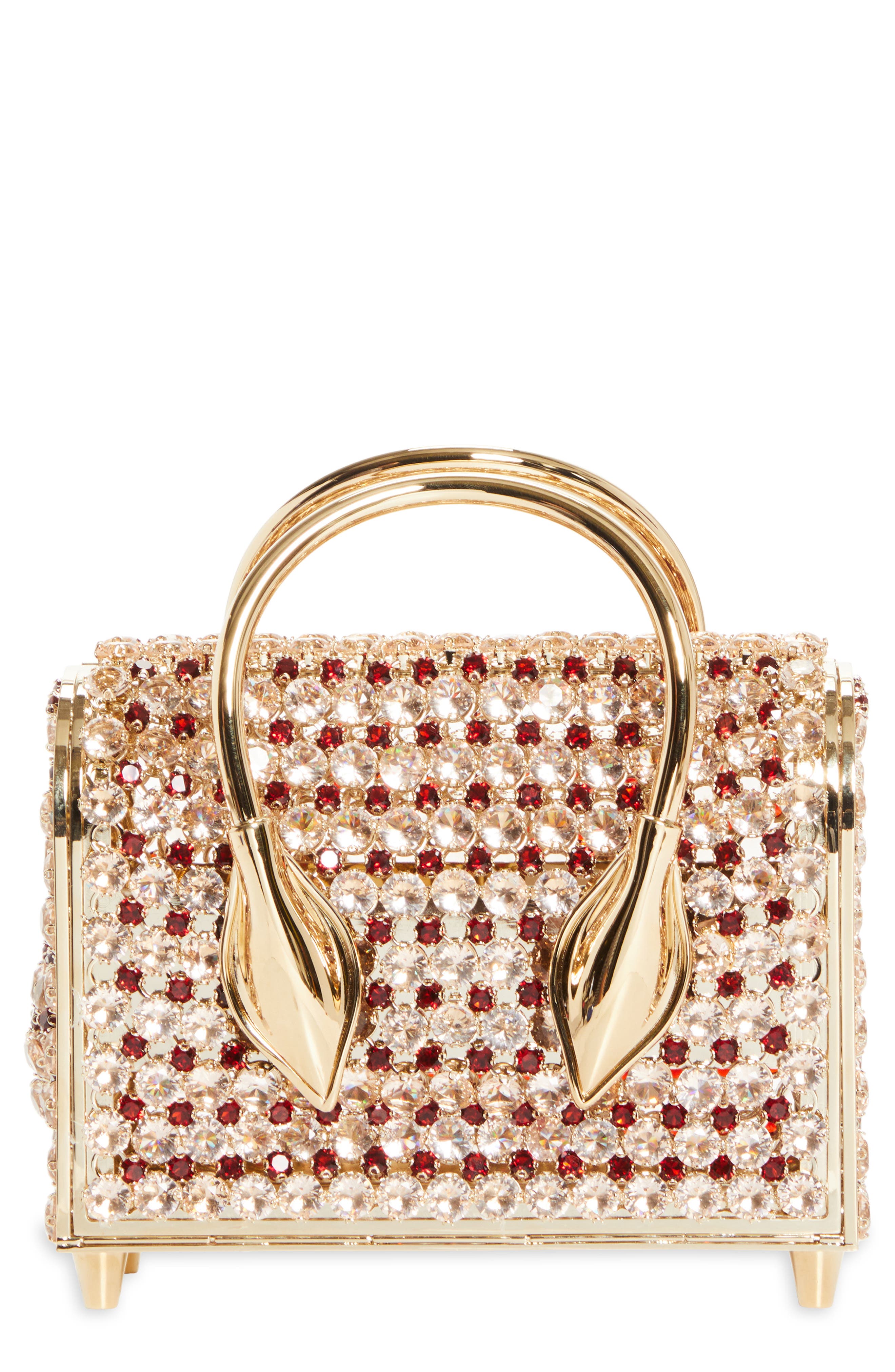 Christian Louboutin Crystal Mesh Top Handle Bag, Main, color, Suzuran/ Loubi