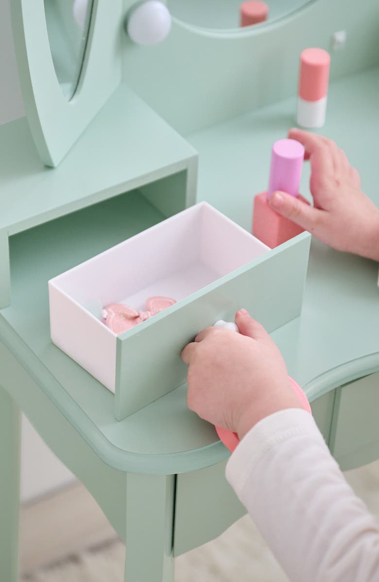 Teamson Kids Heart Glow Vanity Table & Stool Set, Alternate, color, Green