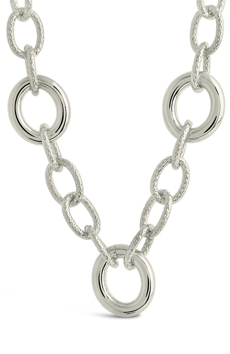 Sterling Forever Carter Round Link Statement Necklace, Main, color, Silver