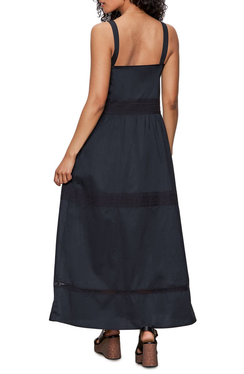 Sanctuary Lucky You Lace Detail Tiered Cotton Maxi Dress, Alternate, color, Black