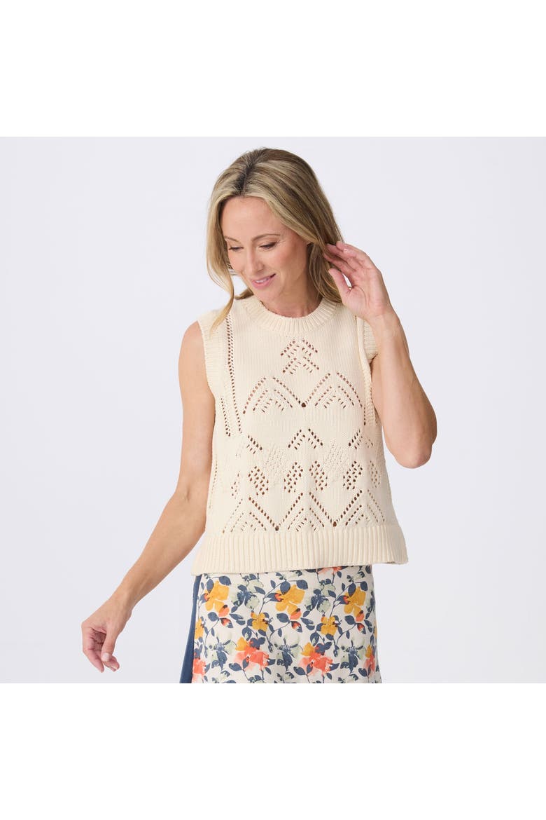 Camille Sleeveless Pointelle Sweater, Main, color, Birch