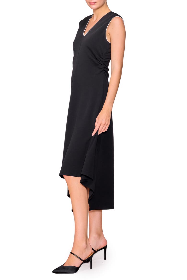 Side Ruched Asymmetric Dress, Alternate, color, BLACK