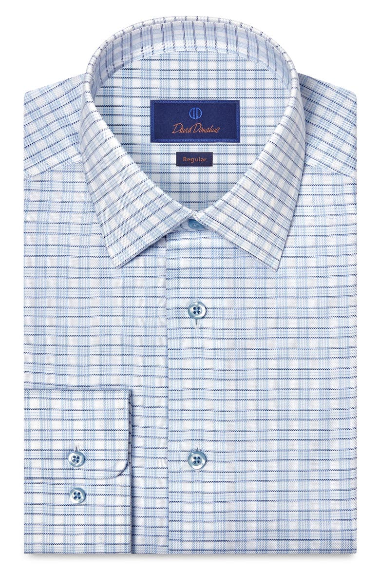 Regular Fit Check Cotton Dobby Dress Shirt, Main, color, WHITE/ BLUE
