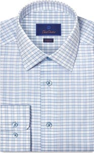 David Donahue Regular Fit Check Cotton Dobby Dress Shirt