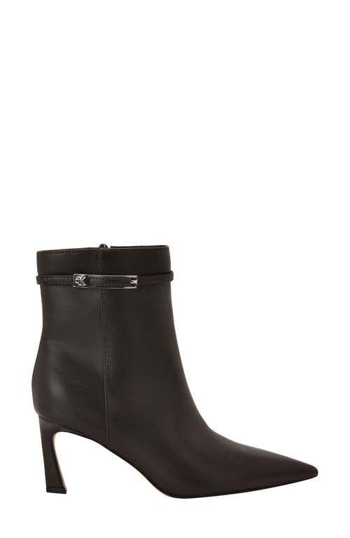 Calvin Klein Alenna Pointed Toe Bootie In Brown