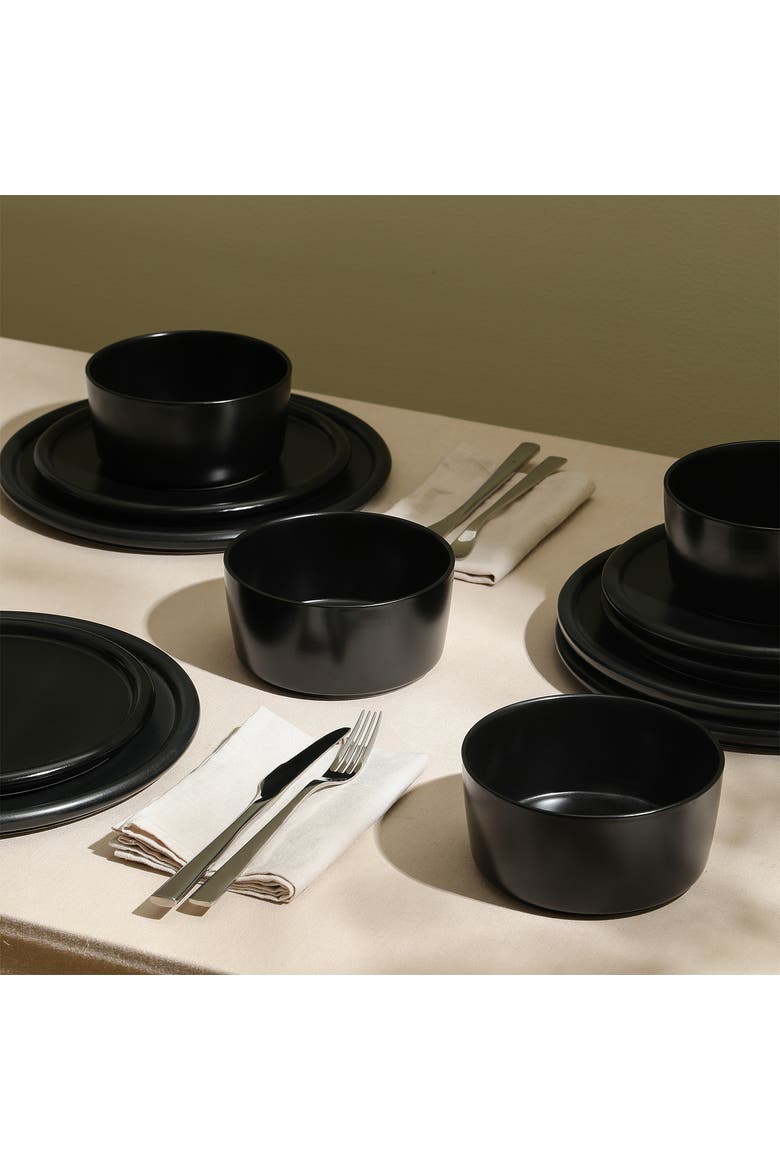 Eden Stoneware 24-Piece Dinnerware Set, Alternate, color, Black