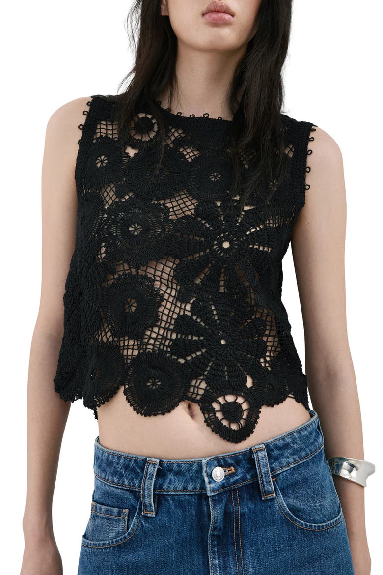 Open Stitch Tank, Main, color, BLACK