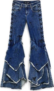 Desigual Cartoon Pattern Flare Jeans