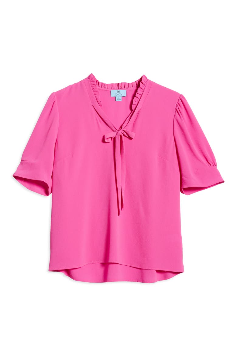 Ruffle Tie Neck Top, Alternate, color, MAGENTA GLOW