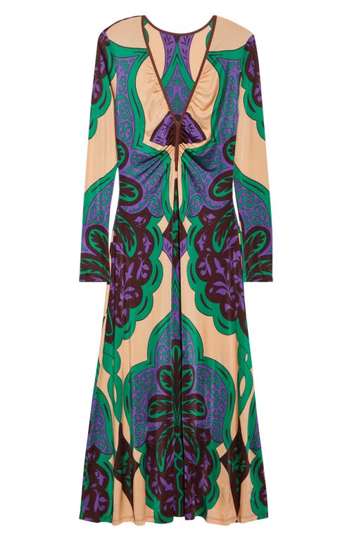 Johanna Ortiz Glazed Illusion Reversible Long Sleeve Jersey Maxi Dress In Multi