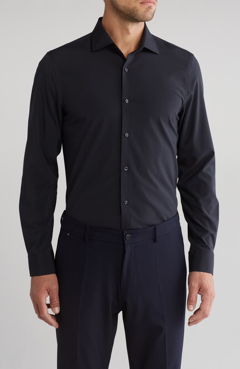 Perry Ellis Performance Tech Solid Shirt, Main, color, Black