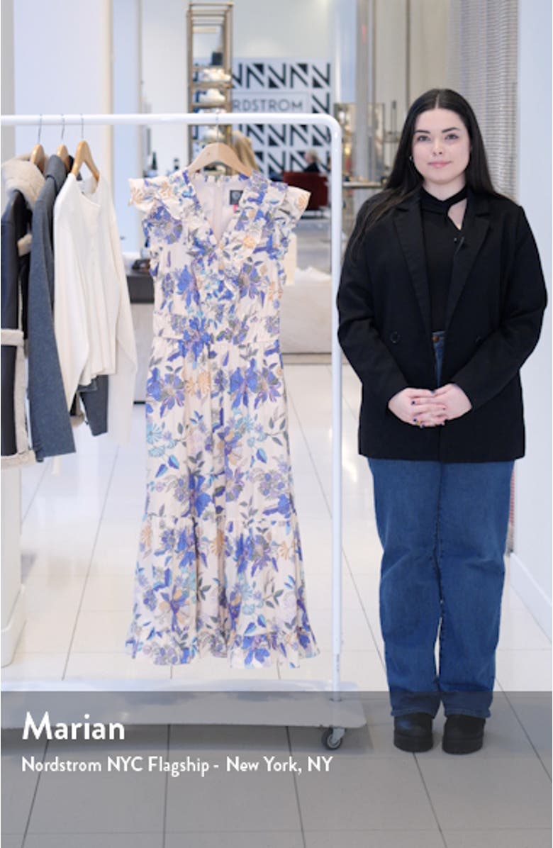 Floral Ruffle Cotton Midi Dress, sales video thumbnail