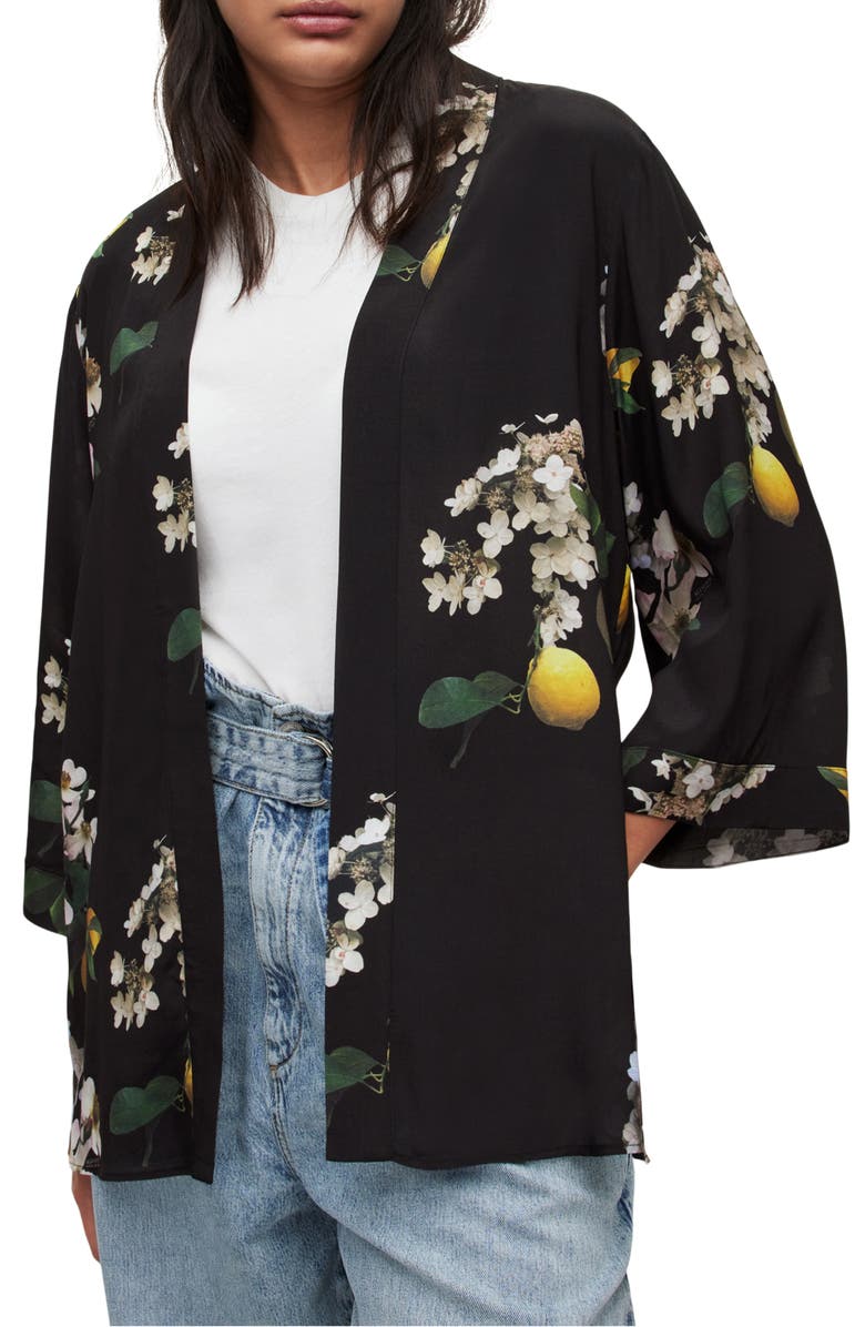 AllSaints Carina Eugenia Floral Open Jacket, Main, color,