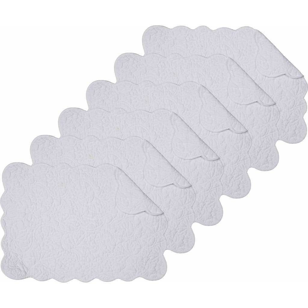 C & F Home C&f Home Christiana White Reversible Machine Washable Scallop Quilt Placemats Set Of 6