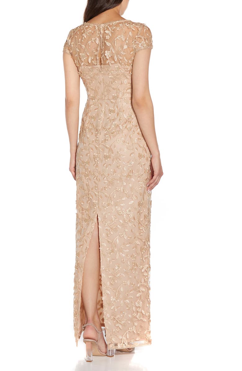 Adrianna Papell Embroidered Column Gown, Alternate, color, 