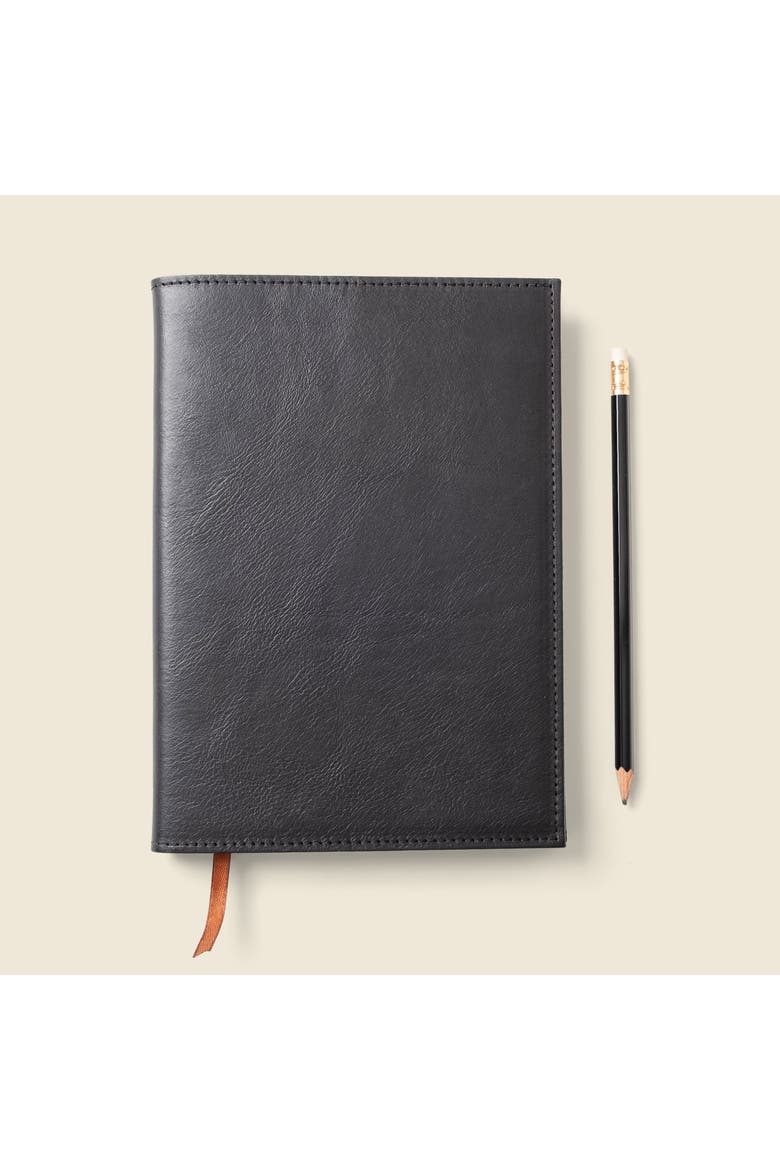Refillable A5 Leather Journal Cover, Main, color, Black