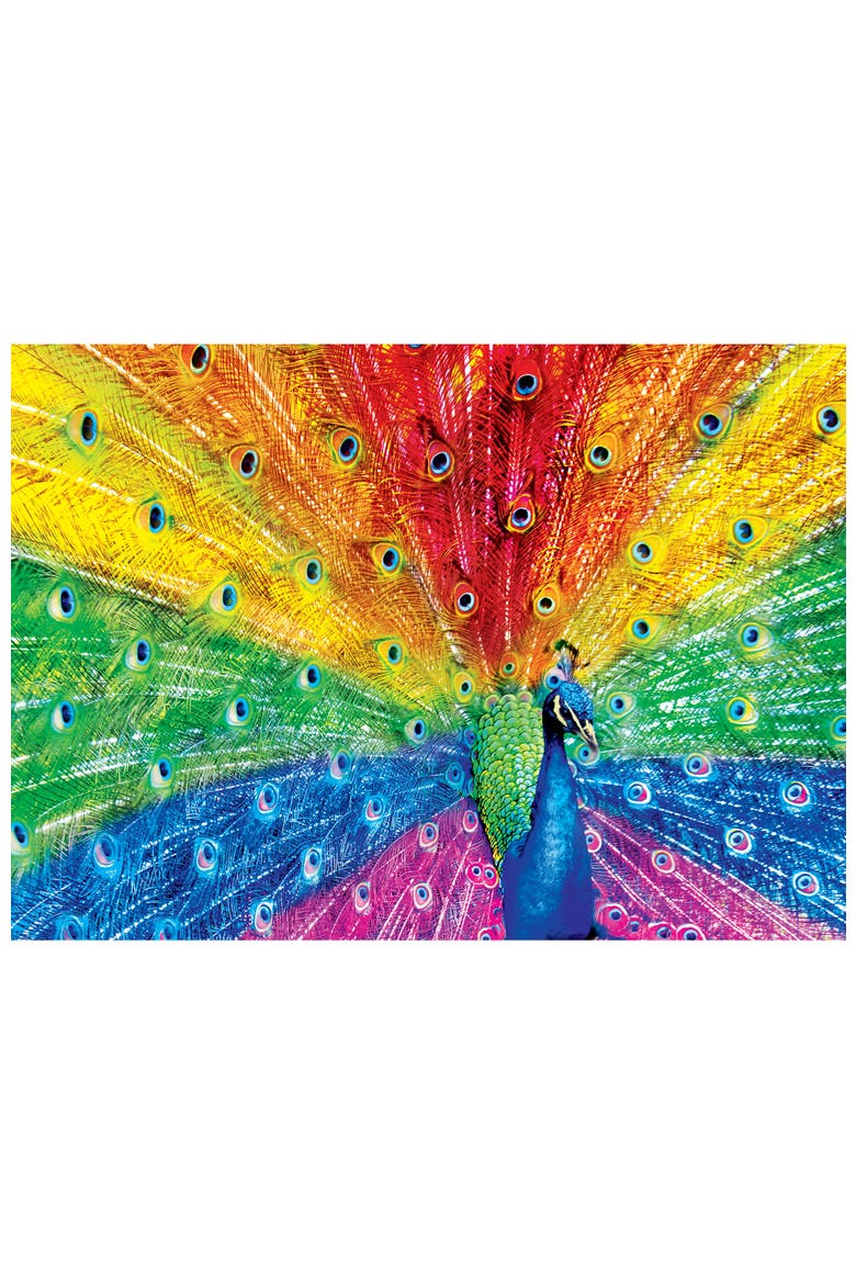 Peacock Delight 500 Piece Jigsaw Puzzle, Alternate, color, Multicolor