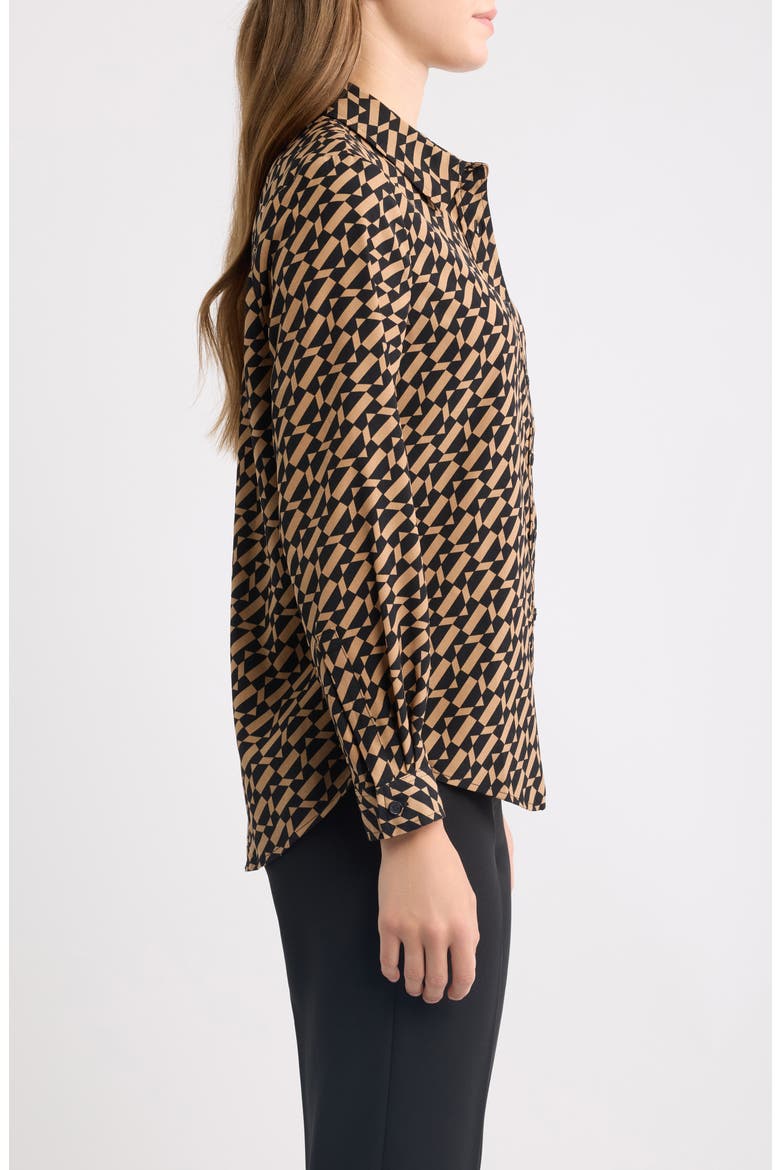 Printed Clean Front Shirt, Alternate, color, VICUNA/ ANNE BLACK