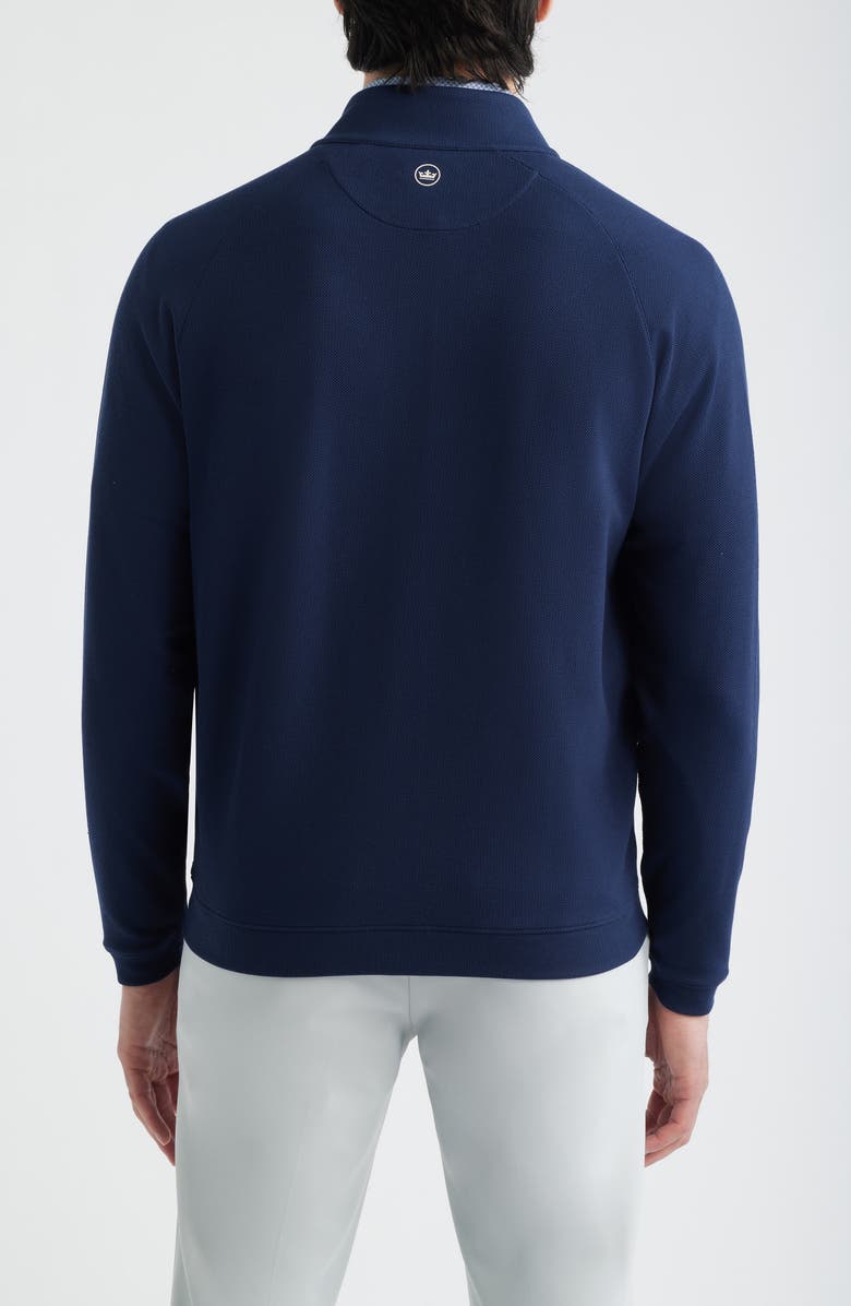 Peter Millar Cradle Full Zip Long Sleeve Piqué Knit Shirt, Alternate, color, Navy