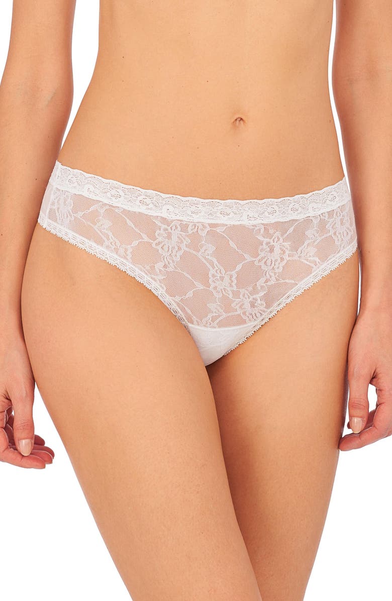 Natori Bliss Allure Lace One Size Thong 2-Pack, Alternate, color, White