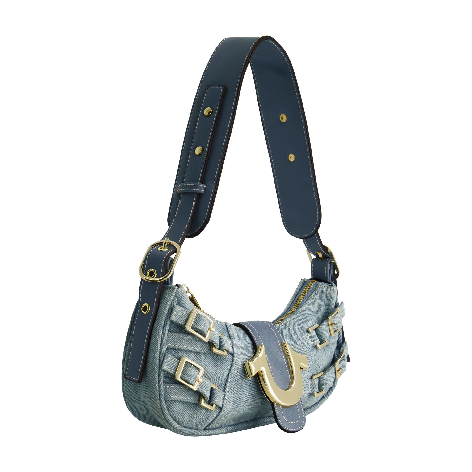 True Religion Multi-Strap Denim Shoulder Bag, Alternate, color, Denim