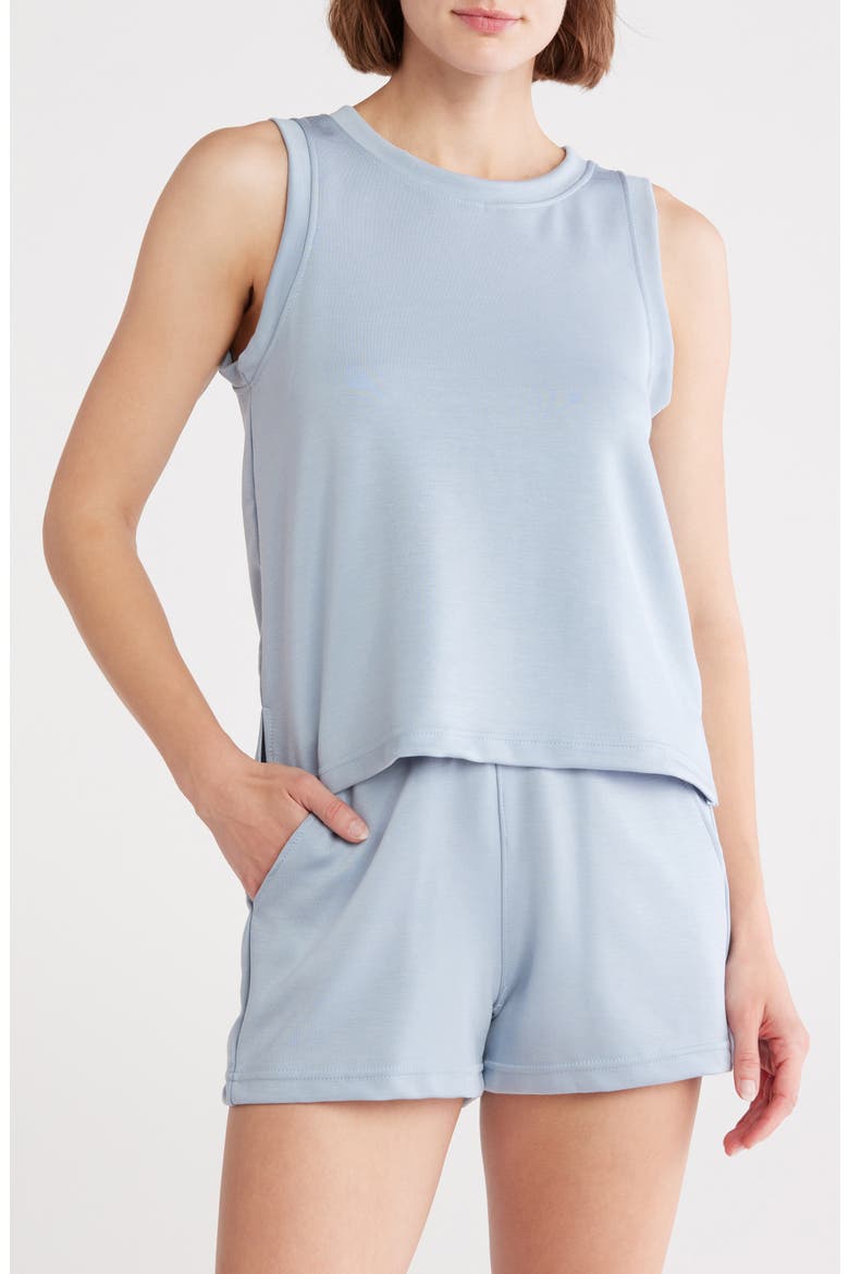 Eowyn Scuba Knit Tank & Shorts Pajamas, Main, color, DUSTY BLUE