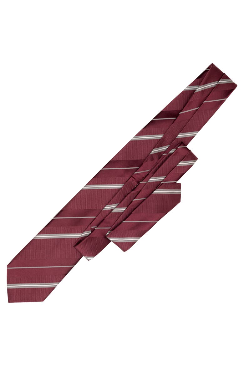 Toledo - Silk Jacquard Tie for Men, Alternate, color, Burgundy