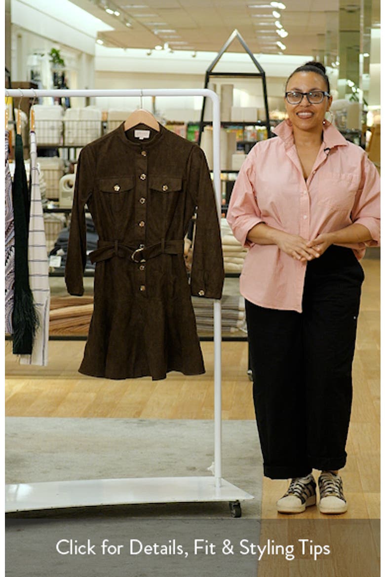 Karrie Belted Long Sleeve Faux Suede Shirtdress video