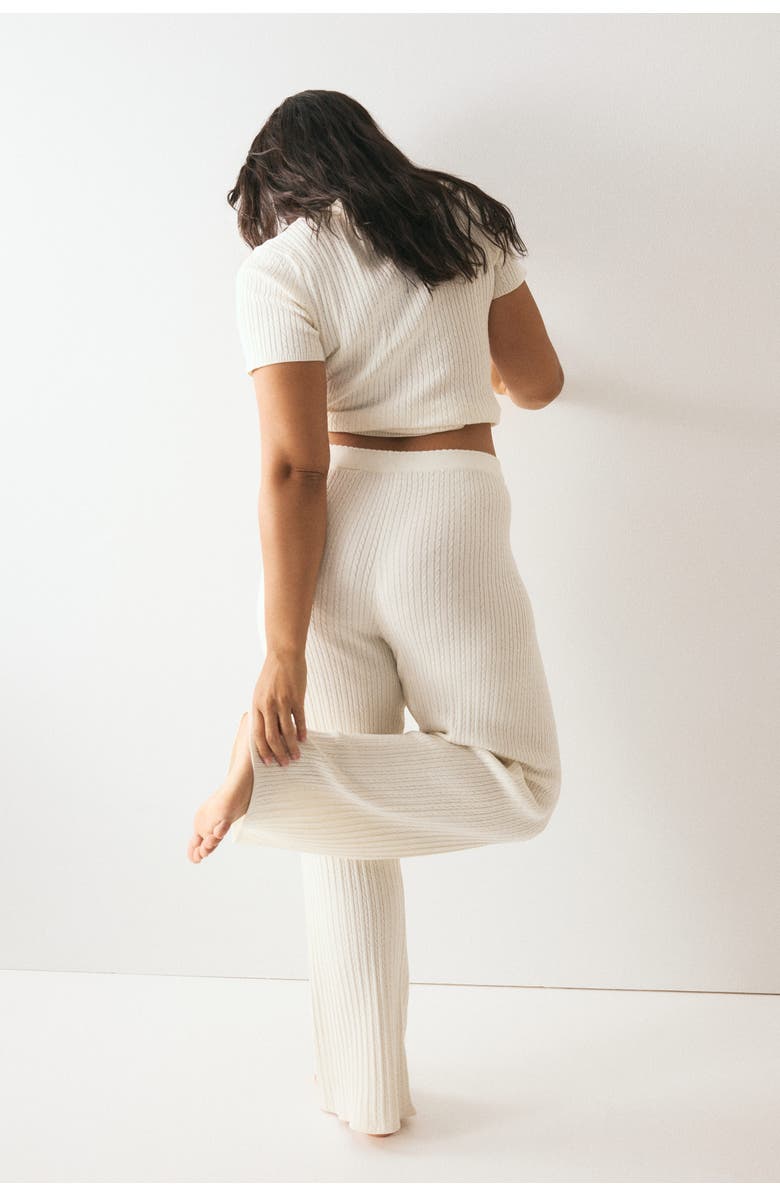 H&M Cable-knit Trousers, Alternate, color, Cream