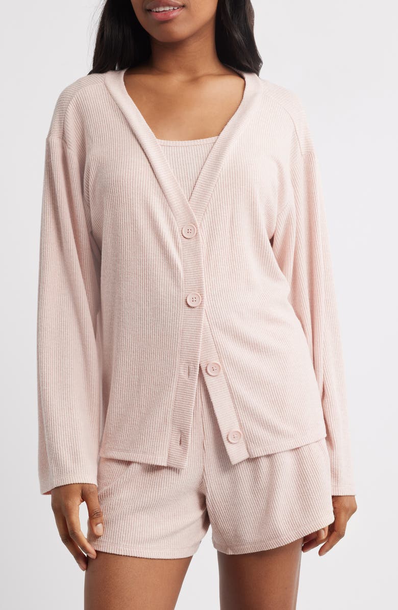Open Edit Comfy Thermal Shortie Pajamas, Alternate, color, Pink Sepia Marl