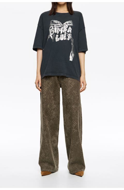 Wide Leg - Snake Denim Jeans