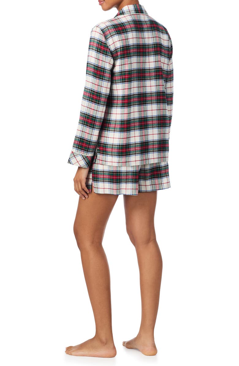 Lauren Ralph Lauren Plaid Cotton Blend Short Pajamas, Alternate, color, Cream Plaid