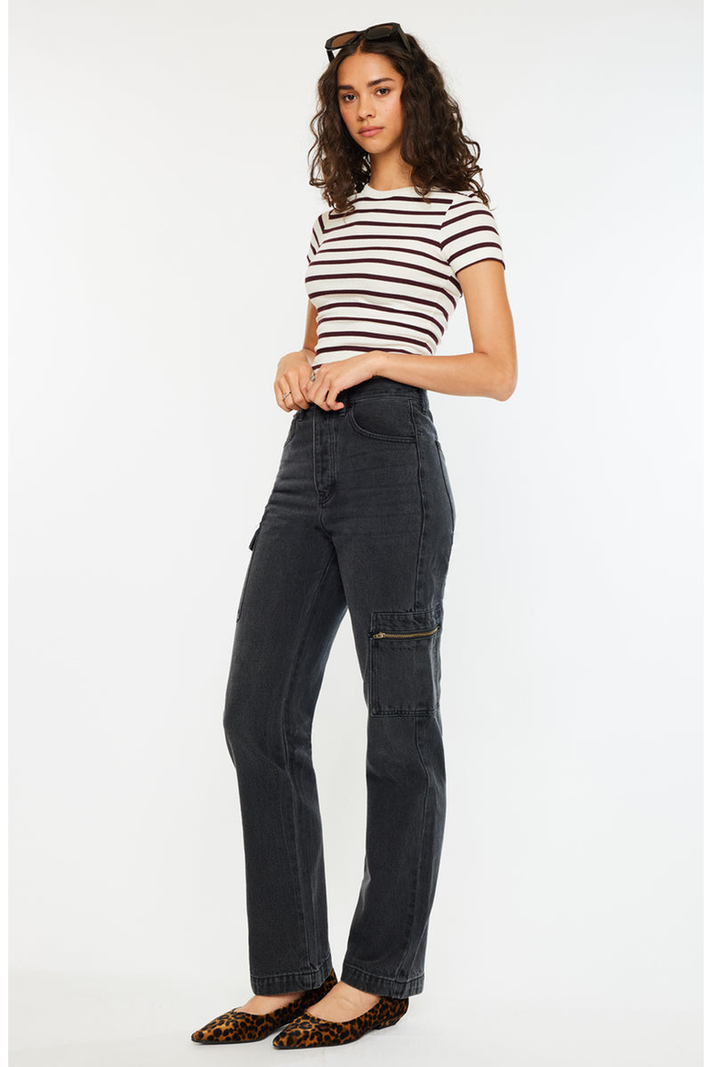 Semarea Ultra High Rise 90's Straight Leg Jeans, Alternate, color, Dark Gray