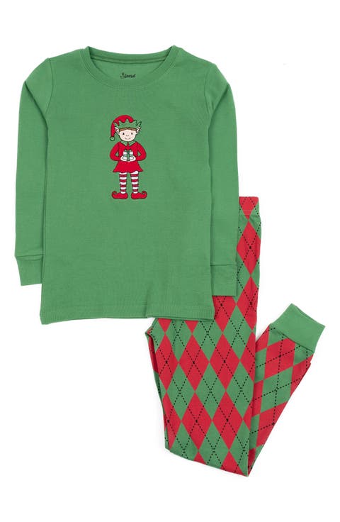 Kids Two-Piece Cotton Matching Family Holiday Pajamas, Argyles & Holiday Prints