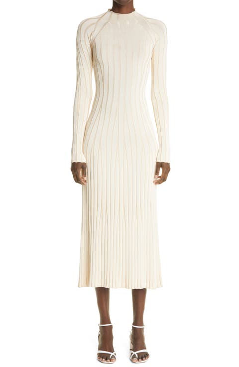Rib Long Sleeve Midi Dress