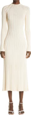St. John Collection Rib Long Sleeve Midi Dress