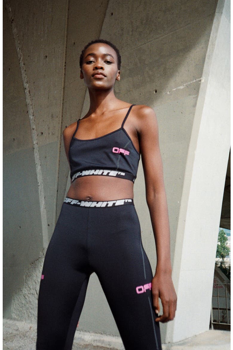 Logo Band Active Bra Top, Alternate, color, BLACK FUCHSIA