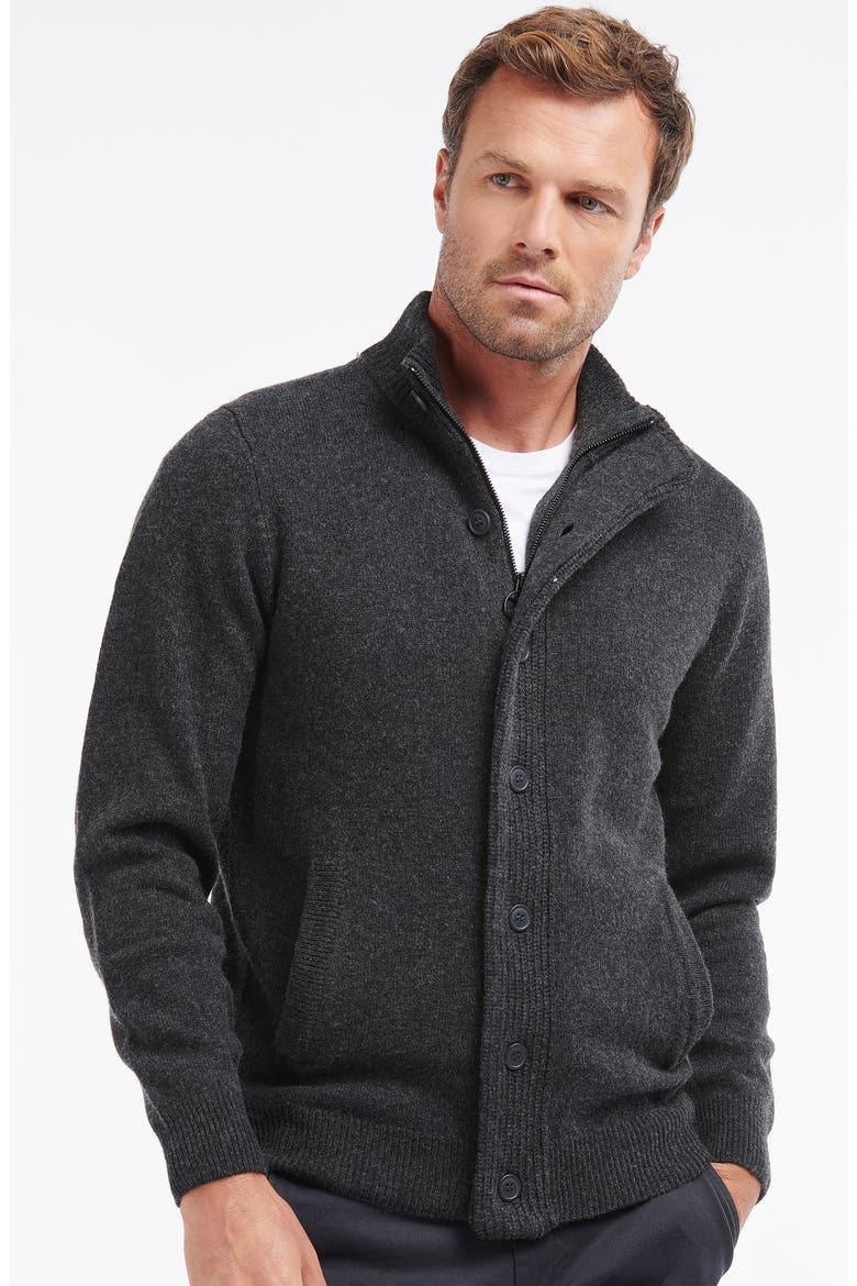 Elbow Patch Wool Cardigan, Alternate, color, CHARCOAL MARL