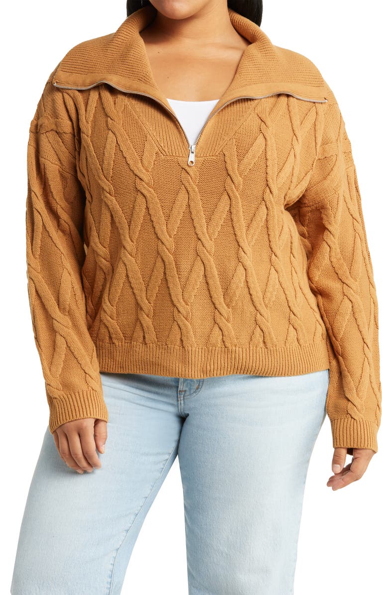 Treasure & Bond Cable Half Zip Sweater, Main, color,