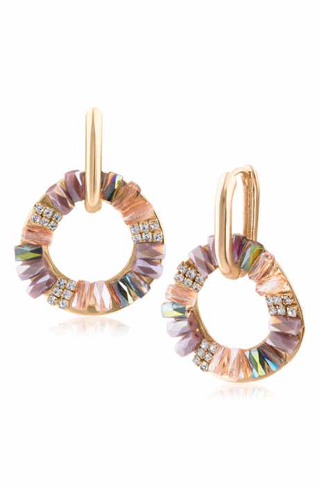 JARDIN Baguette Crystal Frontal Hoop Earrings